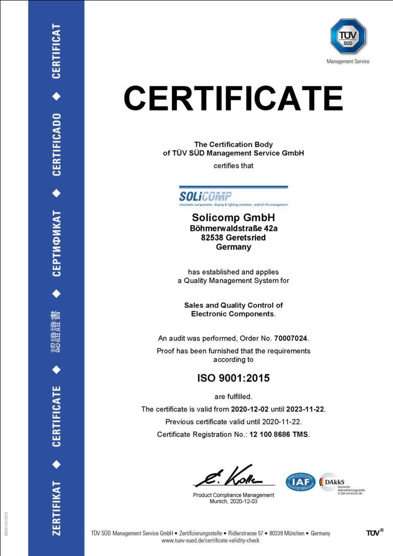 Solicomp Certificate